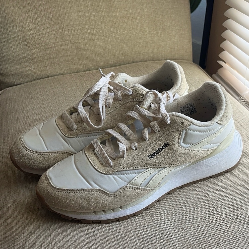 Reebok Cream and White Athletic Shoes